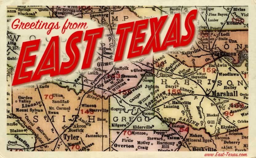 Greetings from East Texas ... vintage picture postcard