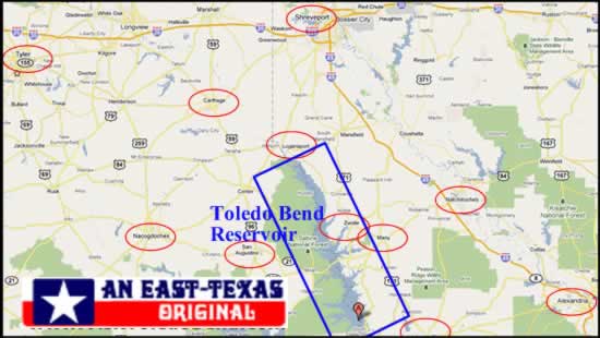 Toledo Bend location in East Texas