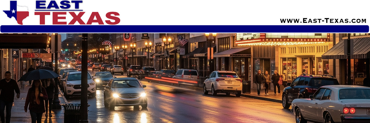 List and map of East Texas Cities and Towns