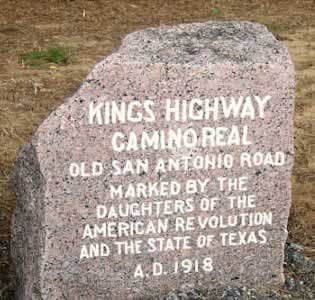 Marker designating the Kings Highway, the Old San Antonio Road, in East Texas