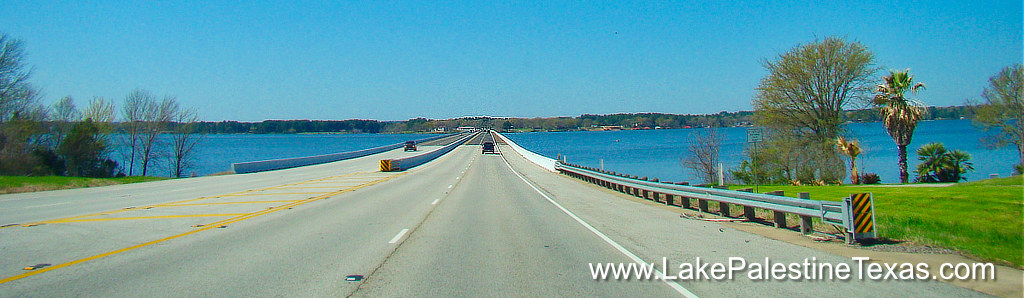 Texas Highway 155 bridge across Lake Palestine looking south from Dogwood City 