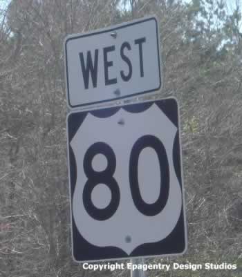 U.S. Highway 80 sign in East Texas
