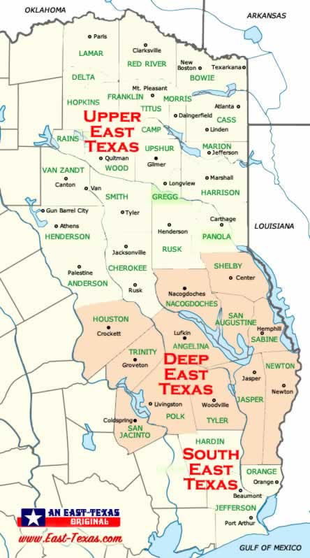 Map Showing Location of Jasper in Deep East Texas