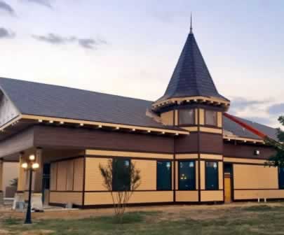 The new Visitors Center in Trail Head Park Plaza, New Boston, Texas