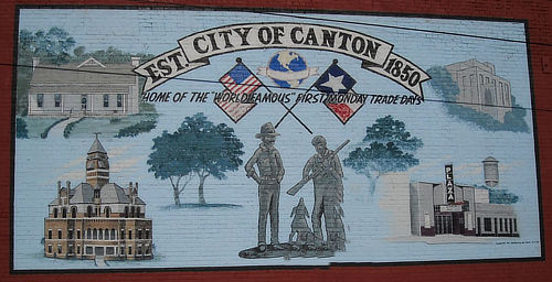 Mural in downtown Canton, Texas ... Established 1850 ... home of the famous First Monday Trade Days