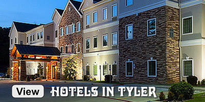 Hotels and lodging in nearby Tyler Texas ... click for details and hotel maps
