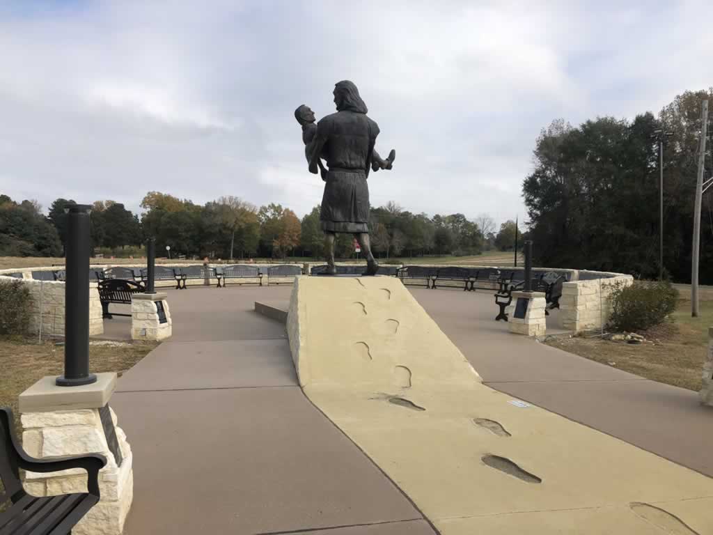 The "Footprints in the Sand" Monument in Carthage, Texas