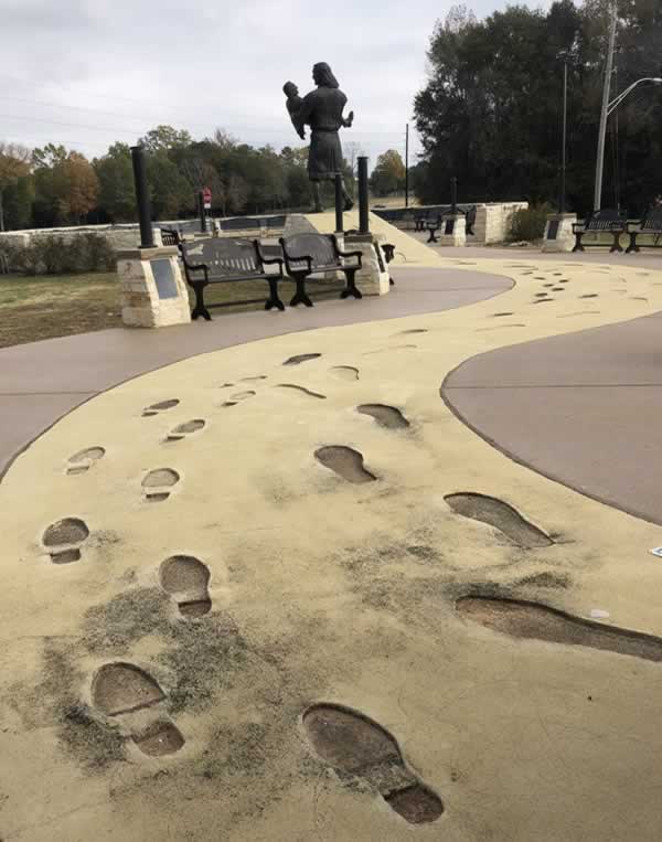 The "Footprints in the Sand" Monument in Carthage, Texas