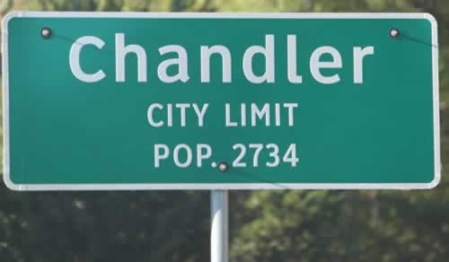 Chandler, Texas City Limit sign