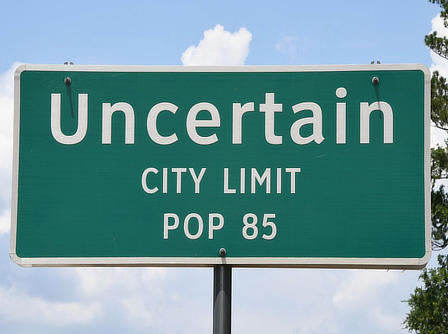 Uncertain, Texas city limits ... population 85