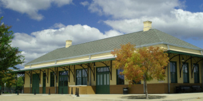 The railroad depot in Mineola, Texas