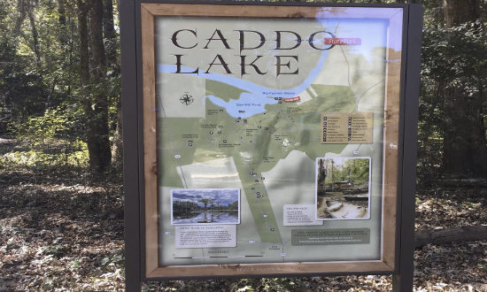Map and kiosk at Caddo Lake State Park in East Texas