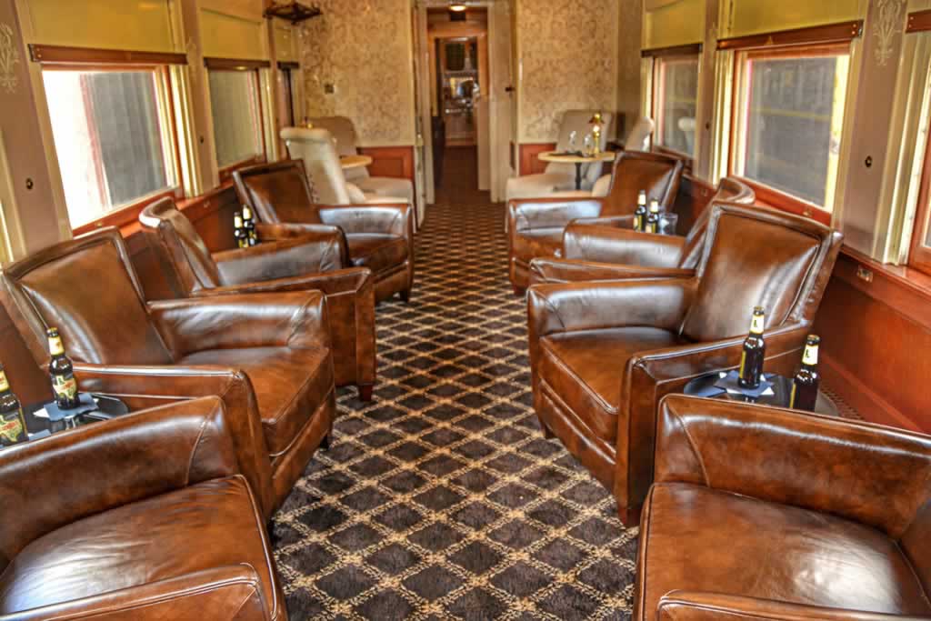 Inside one of the luxurious Texas State Railroad cars