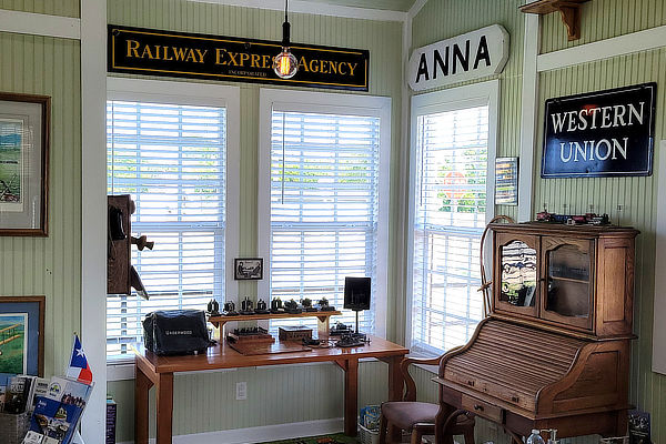 Interior view of the Anna Depot and Museum in North Texas