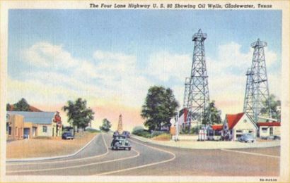 Four Lane Highway U.S. 80, Showing Oil Wells, Gladewater, Texas