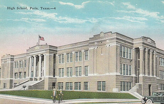 Vintage view of the High School in Paris, Texas