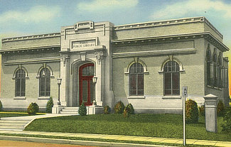 Vintage view of the Public Library in Paris, Texas
