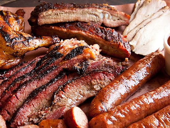 Texas Bar-B-Cue: Brisket, turkey, sausage and chicken
