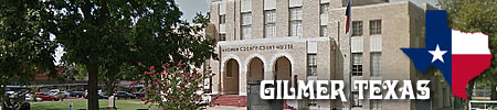 The City of Gilmer in East Texas, location, maps, hotels, the Yamboree and attractions